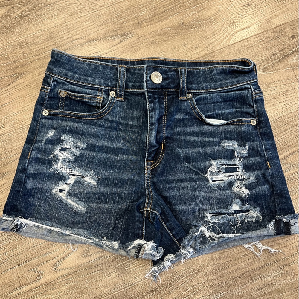 American Eagle Distressed Hi-Rise Shorties Size 0
